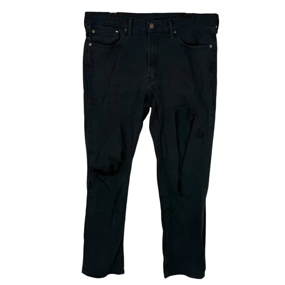 Levi's‎ 541 Jeans Mens 36x31 Black Denim Distressed Athletic Fit Tapered Leg